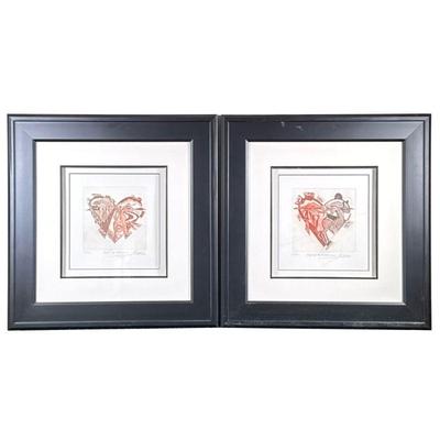 (2pc) ALFRED GOCKEL (German, b. 1952) PRINTS | Heart of Passion & Heart of Harmony. Print. 11 x 10.5 in sight. Both signed, titled,...