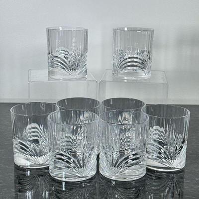 (8pc) CUT GLASS ROCKS GLASSES | Lot of 8 cut glass rocks glasses. - h. 3.75 x dia. 3 in

