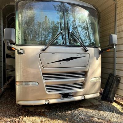 The RV is a 2004 Allegro Bay , Class A 36' model 36DB.
Options Included
 satellite dish
Dual Pan insulated Windows
Car towing...