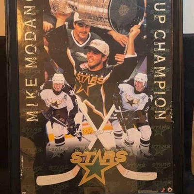 Mike modano signed stanley cup poster