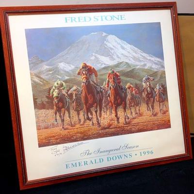 1996 emerald downs fred stone signed print inaugural season