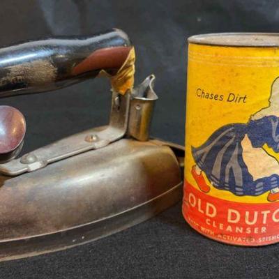 Edison hotpoint electric iron old dutch container
