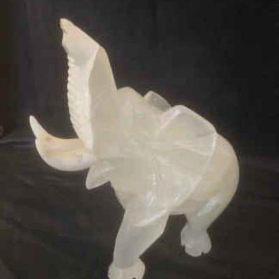 Vintage white onyx marble elephant figurine