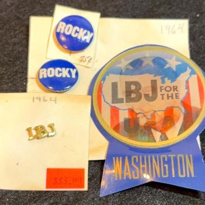 1964 lbj rockefeller political pinbacks