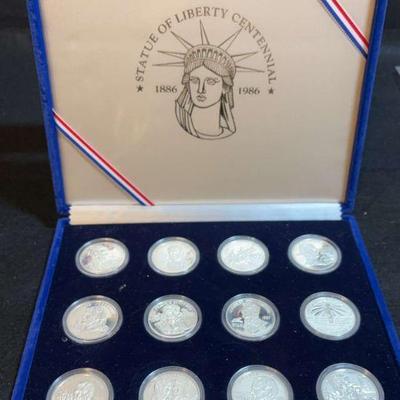Statue of liberty centennial collection frank proof silver medal set