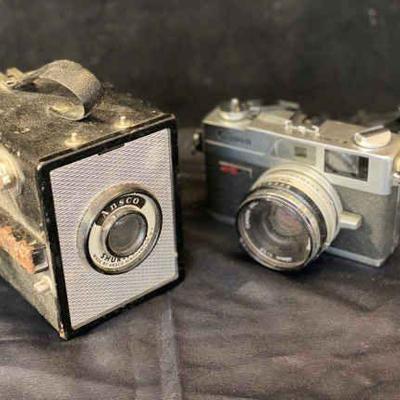 Ansco shur flash box camera & canon canonet ql17 film camera