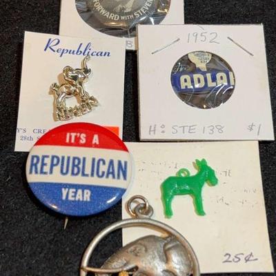 Political pins 1952 stevenson nixon & others