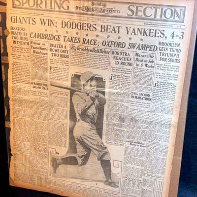 1925 headlines giants win dodgers beat yankees