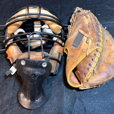 Ted williams vintage baseball glove reach brand catchers mask