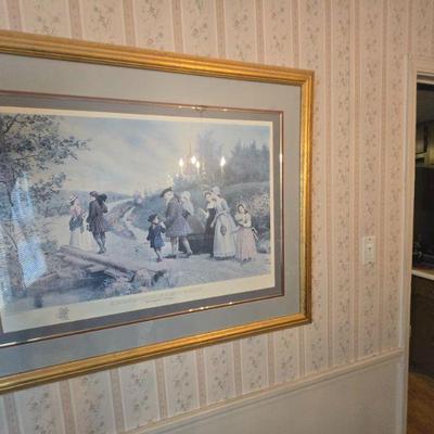 Framed Vintage Artwork (Group of People in Countryside)
•	A beautifully framed vintage print featuring a group of people walking through...