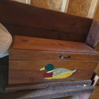 Hand-Painted Wooden Duck Storage Chest
•	 A charming wooden storage chest featuring a hand-painted duck design. This rustic piece...