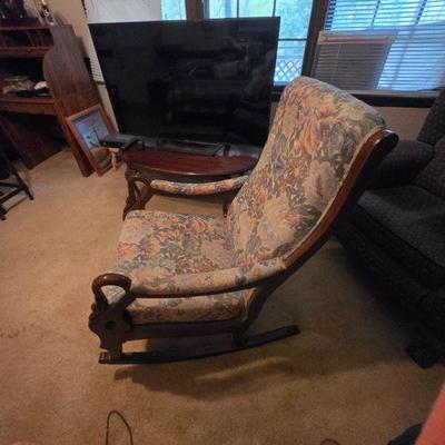 Floral Upholstered Rocking Chair
•	Experience ultimate comfort with this vintage floral upholstered rocking chair! The beautiful floral...