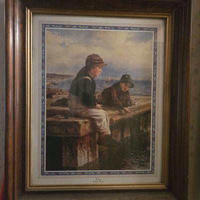 Fishing Print  - Framed Art
•	 Beautiful framed print titled “Fishing” by Arthur Krenz. Featuring two young boys in a serene lakeside...
