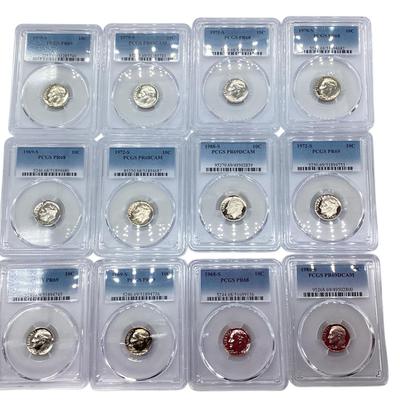 TN131 Twelve PCGS Graded Roosevelt Dimes