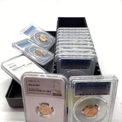 TN97  Fourteen Lincoln Cents PCGS/NGC Graded Slabs