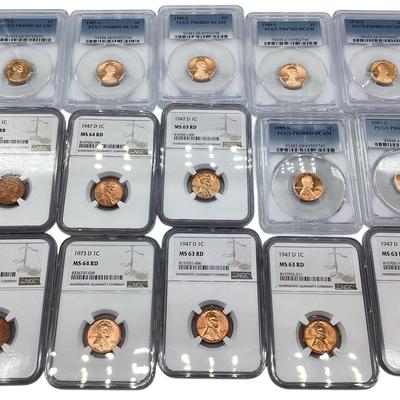 TN138 Fifteen PCGS/NGC Graded Lincoln Cents