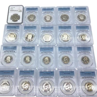 TN133 Twenty PCGS/NGC Graded Quarters & Halves