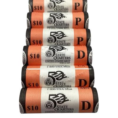 TN66 Six $10 Rolls Mint Issued Quarters 