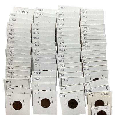 TN70 Box Of 74 Wheat Cents In 2x2 Holders
