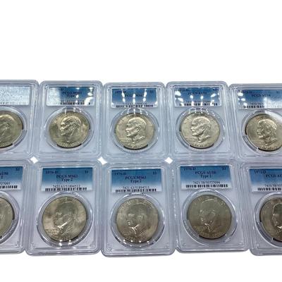 TN37 10 PCGS Graded Ike Dollars 