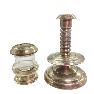 TN120 Mayflower Reproduction Sterling Candlestick & Frank Whiting Sterling Lined Cigarette Holder 