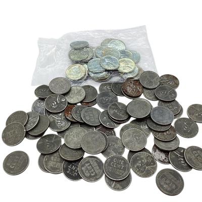 TN190  100 1943 Steel Wheat Pennies