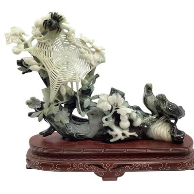TN111 Large Chinese Natural Dushan Jade Carving