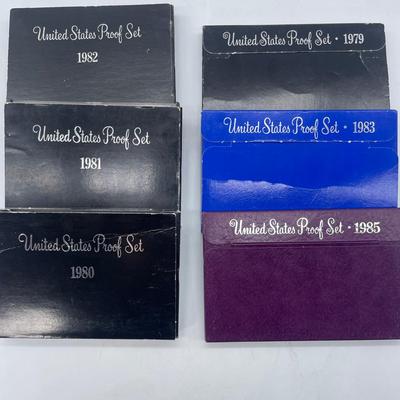 TN45 1979, 80, 81, 82, 83 & 85 Proof Sets
