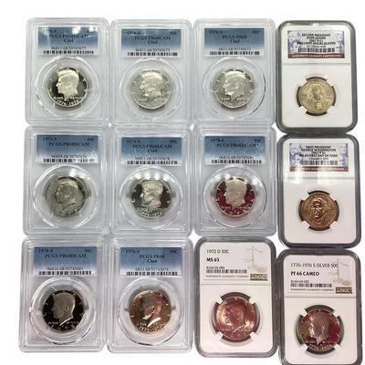 TN100 Twelve Kennedy Halves PCGS & NGC Graded