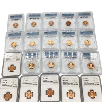 TN135 Twenty PCGS/NGC Graded Lincoln Cents