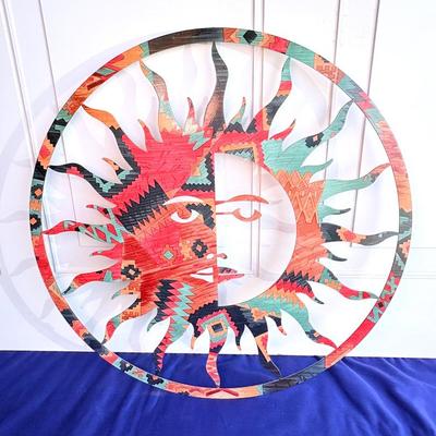 Sun & Moon Enamel Metal Sculpture - 18” Wide - Reversible