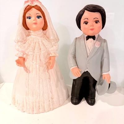 Wedding Figurines, Set of 2 (Bride and Groom) – 13” Ceramic, Hand-Painted