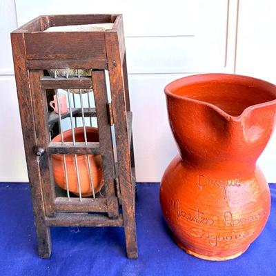 Vintage Spanish Redware Pottery & Handcrafted Miniature Pottery Case