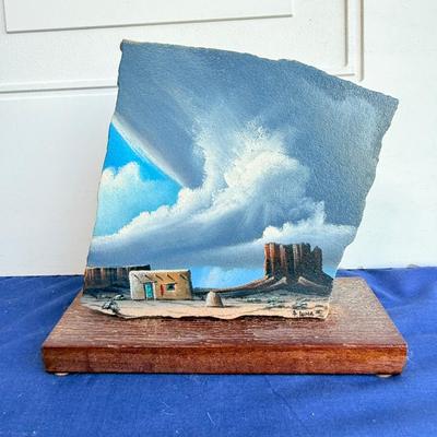 Original Andy Luna Creo Art on Arizona Sandstone (1990) 5x5 Inch