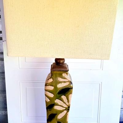 Mid-Century Ceramic Table Lamp with Floral Motif, 36” Tall (Tested & Working)