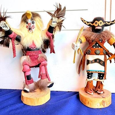 Lot of 2 Vintage Kachina Dolls – Handcrafted Hopi Figures