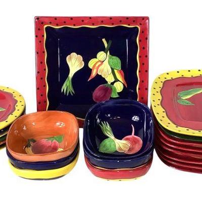 JAKA203 Laurie Gates Ware Assortment	Vegetable themed bowls and plates.

