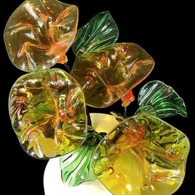 JAKA746 Four Glass Morning Glory Flowers	Electrical tape wrapped around the stems
