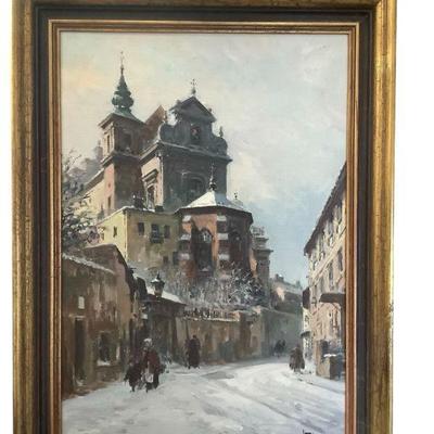 JAKA618 Wtadystaw Chmielinski Signed Oil On Canvas	A polish artist known for his landscape and architectural genres. Born in 1911, and...