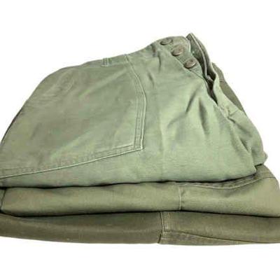JAKA662 Vintage Mens Fatigue Pants Set Of 3	Size 34x29 and 34x31 some wear visible
