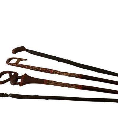 JAKA802 Cane And Walking Stick Collection #4	Includes Irish blackthorn shillelagh, African tribal Ebony walking stick, and hand carved...
