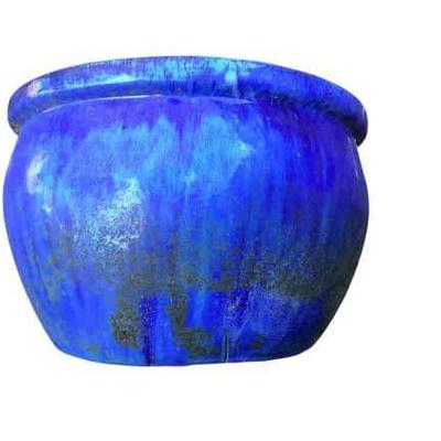 JAKA652 Large Blue Ceramic Planter	This planter has two drainage holes and textured spots glazed inside.
