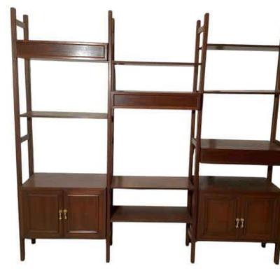 JAKA635 Vintage Ricardo Lynn Bookcase Lot 2	Ricardo Lynn bookcase with original tag, this bookcase has three drawer compartments and two...