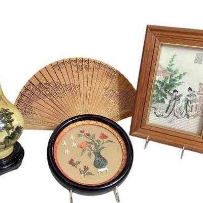 JAKA768 Vintage Chinese Art Assortment	Chinese faux jade wall plaque, vintage reproduction
