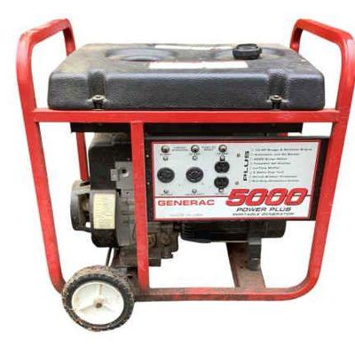 JAKA669 Generac 5000 Portable Generator	Generac portable generator model 09856-0 . 5gallon fuel tank(empty), 10 HP Briggs and Stratton...