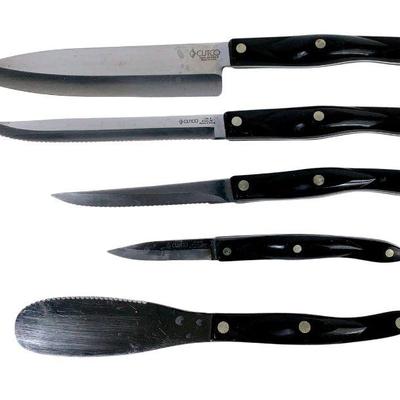 JAKA240 5pc Cutco Knives Set	4 different size knives and 1 Spatula spreader. 
