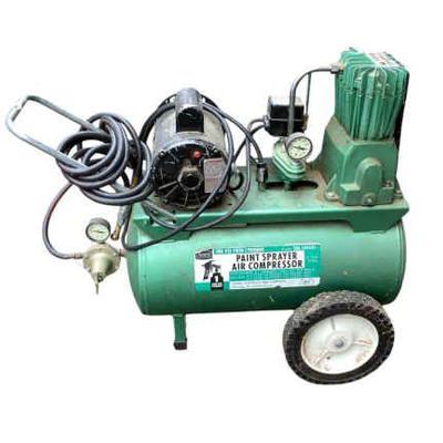 JAKA672 Sears Paint Sprayer Air Compressor	Model #106. 154541 with 12 gal tank, and additional 3/8" hosing. 
