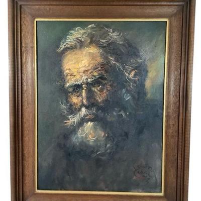JAKA615 Salvador Cabrera Signed Oil Portrait	Salvador Cabrera is a Filipino artist(1929-1986). Oil painting of a bearded man.
