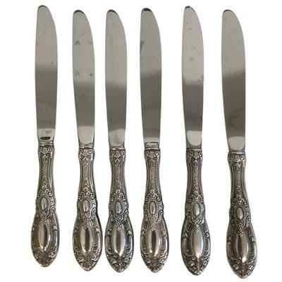 JAKA929 Sterling Silver Knives, King Richard Pattern, By Towle, Collection X	Ornate vintage flatware.
