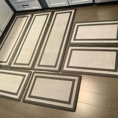 JAKA812Anti-Fatigue Style Kitchen Mats in Gray	3 long and 4 short kitchen mats. Mats are fairly thick for kitchen mats.
